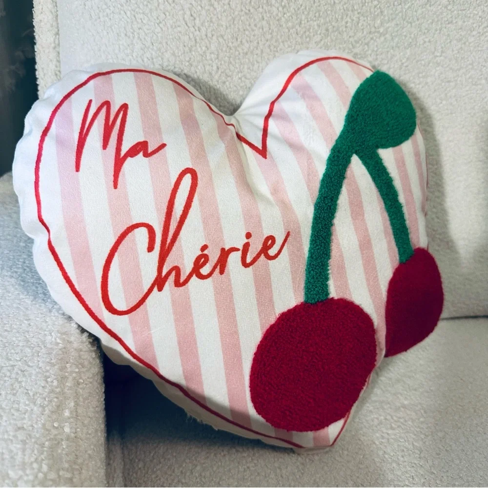 Ma Cherie Target Bullseye Playground Heart-Shaped Cherry Accent Pillow